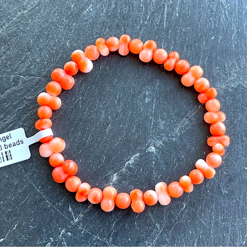 Angel skin Coral Beaded Bracelet 7-7.5”